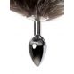 Анальная втулка Metal by TOYFA хвостом черно-бурой лисы, металл, серебристый, 45 см, Ø 2,7 см